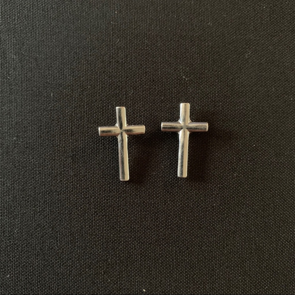 Silver cross stud earrings